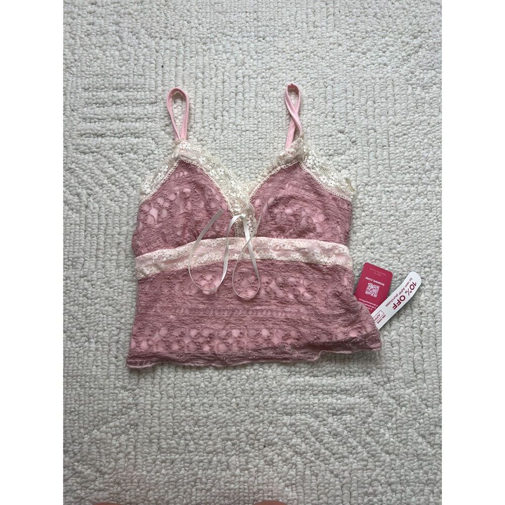 pink and cream tank top xs